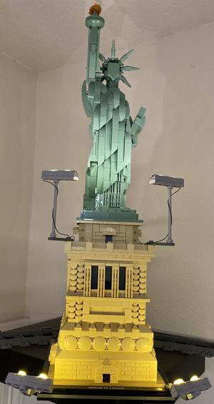 My customized LEGO Statue of Liberty at night